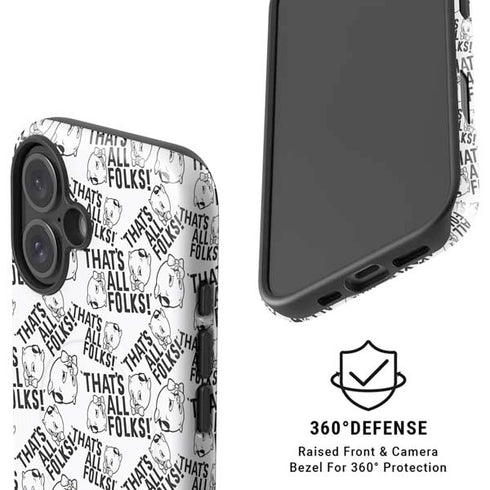 Looney Tunes Porky Pig Black and White iPhone 16 Plus Magsafe Impact Case